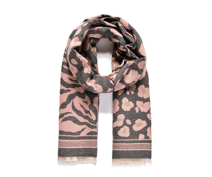 Pink/Grey Zebra print  blanket scarf