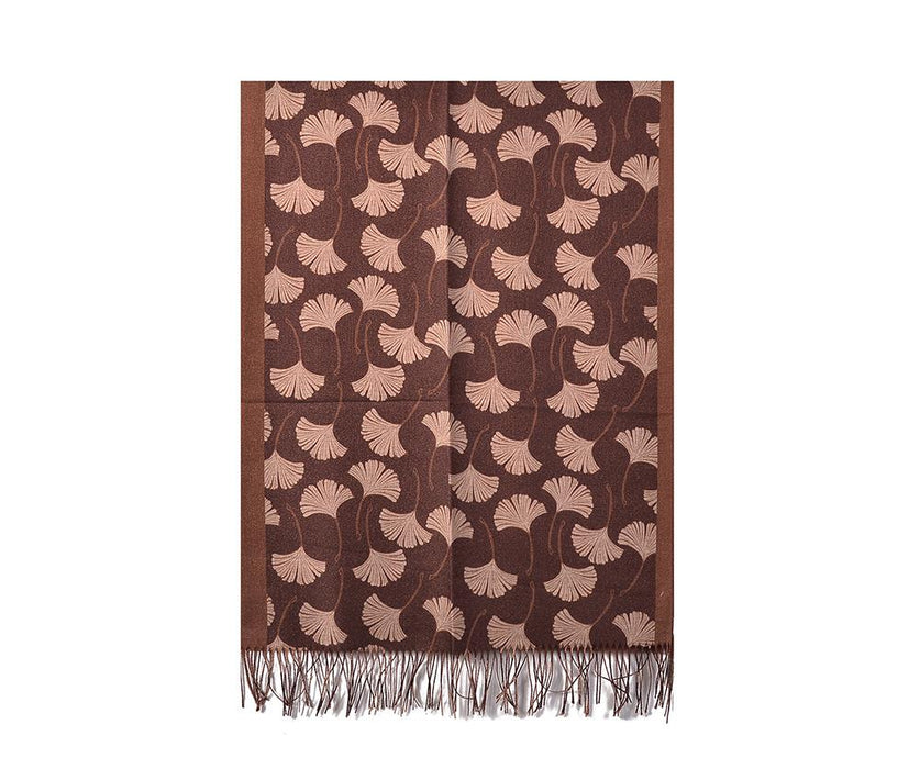 Brown Fan print blanket scarf