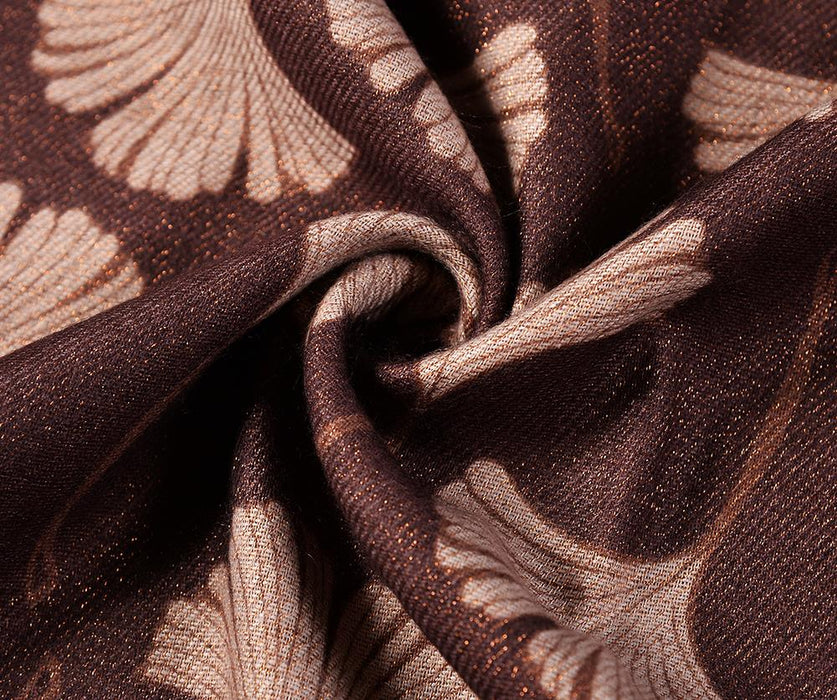 Brown Fan print blanket scarf