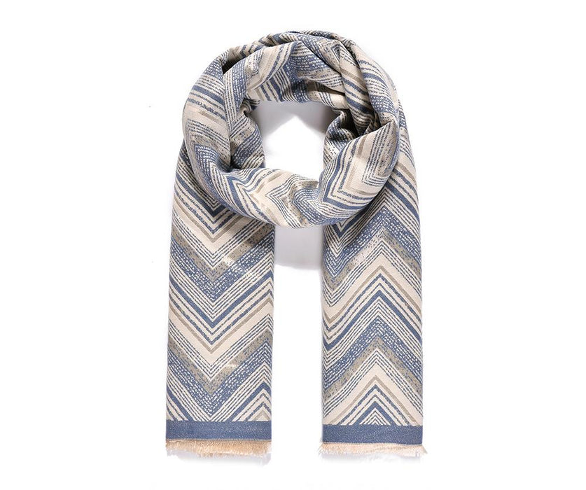 Blue Zig-Zag Print Blanket scarf