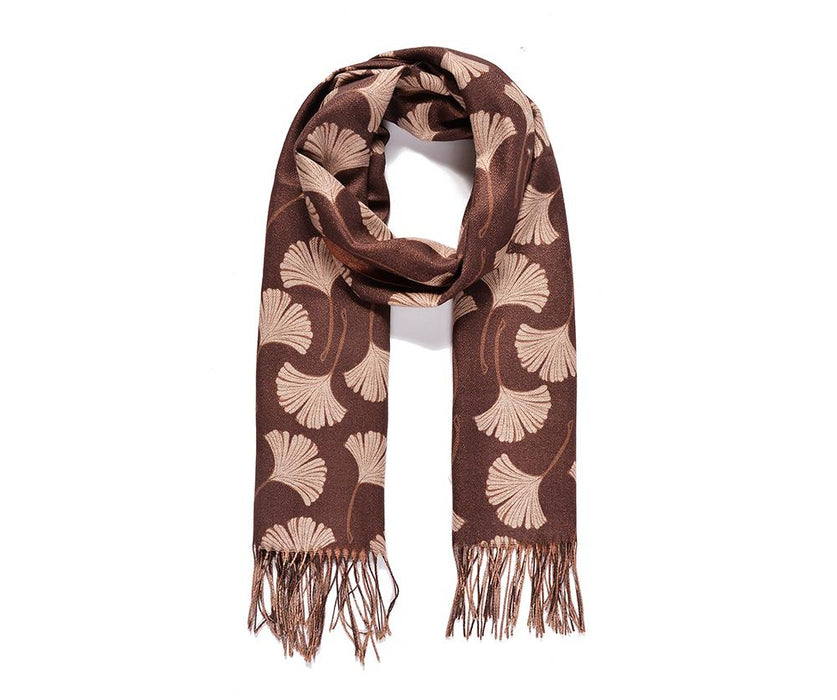 Brown Fan print blanket scarf