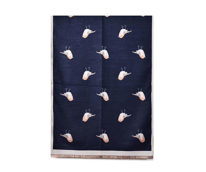 Navy Robin Print  scarf