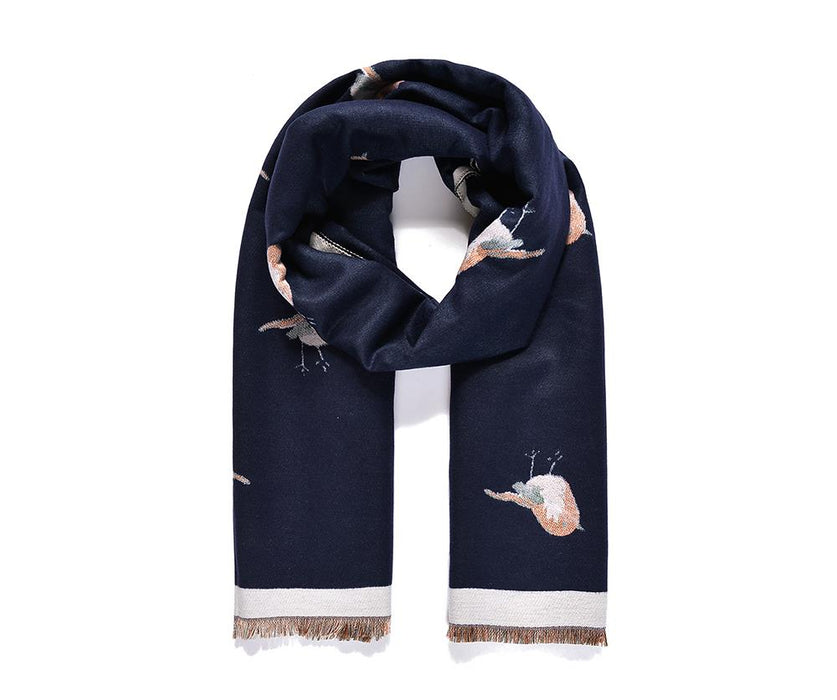 Navy Robin Print  scarf