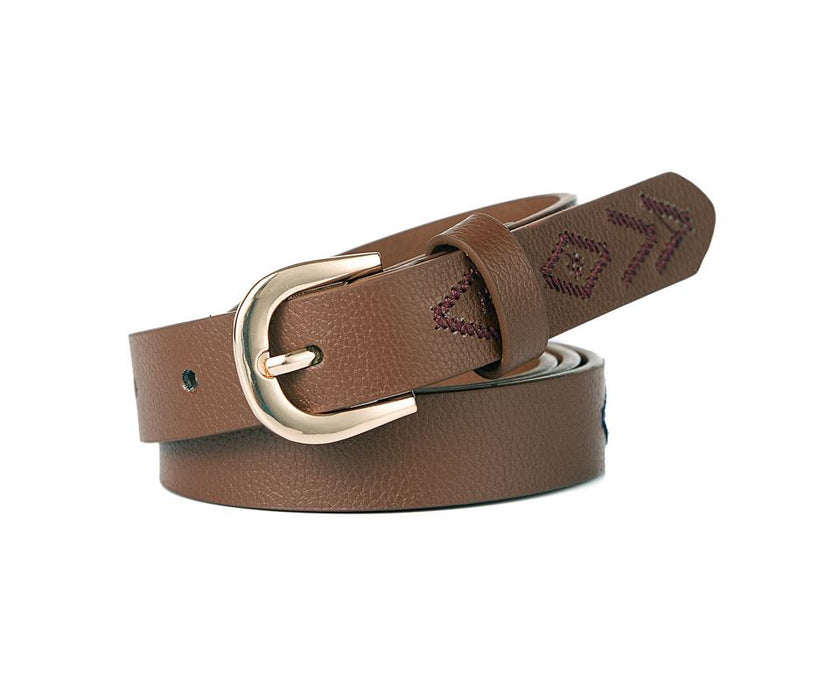 Tan embroidered belt - M/L