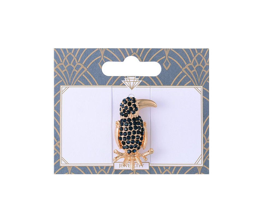 Black Diamante Bird Brooch