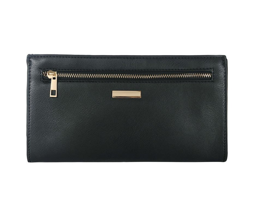 Black double zip clutch bag