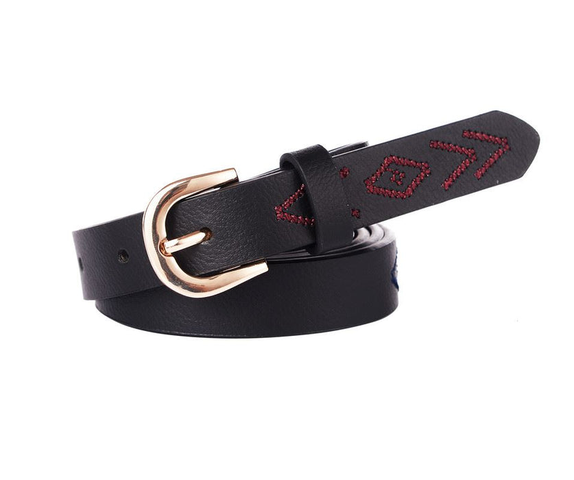 Black embroidered belt - S/M