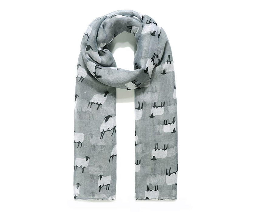 Grey Baa Baa sheepy print scarf